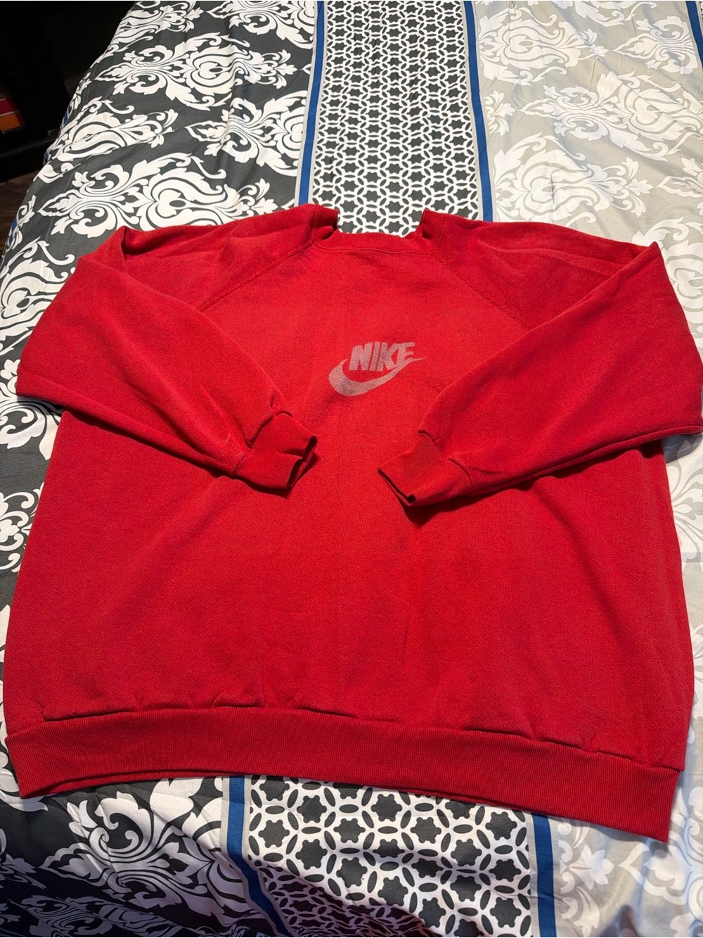 Red Crew Sweatshirt with Swoosh Logo
